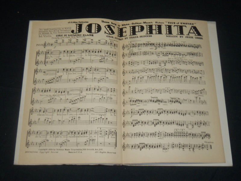 1929 JOSEPHITA TIDE OF EMPIRE - RENEE ADOREE MUSIC FOLIO - J 5657