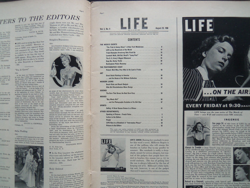 1938 AUGUST 29 LIFE MAGAZINE - GOODBY TO SUMMER - L 93