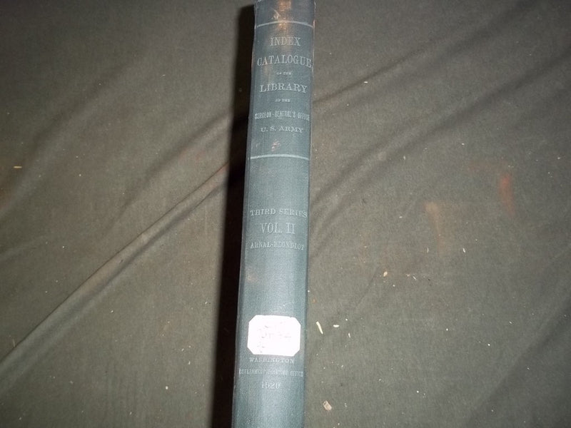 1920 INDEX-CATALOGUE OF THE LIBRARY OF THE SURGEON GENERAL'S OFFICE VOL- KD 1011