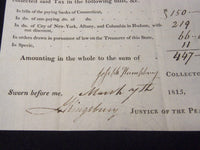1815 TAX BILL - JOSEPH HUMPHREY COLLECTOR - J 5373