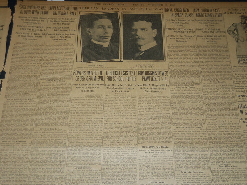 1908 NOV 3 THE BOSTON HERALD - INDICATIONS POINT TO TAFT WITH 304 VOTES - BH 240