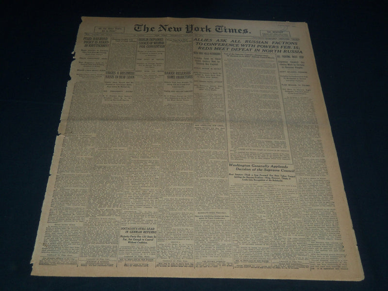 1919 JANUARY 23 NEW YORK TIMES - RUSSIAN FACTIONS TO CONFERENCE- NT 7517