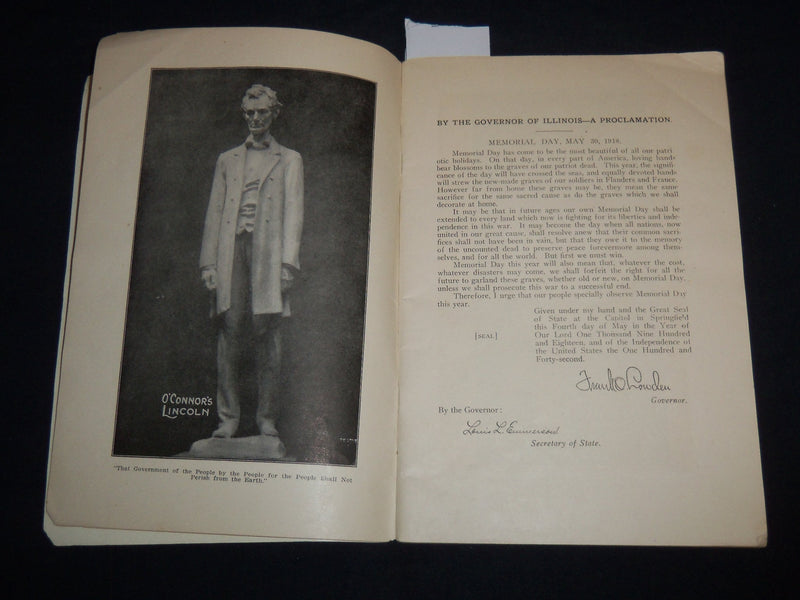 1918 MAY 13 MEMORIAL DAY - PEACE DAY - FRANCIS G. BLAIR - ILLINOIS - J 8770