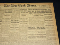 1922 APRIL 2 NEW YORK TIMES NEWSPAPER - 6,000 COAL MINES ARE IDLE - NT 8573