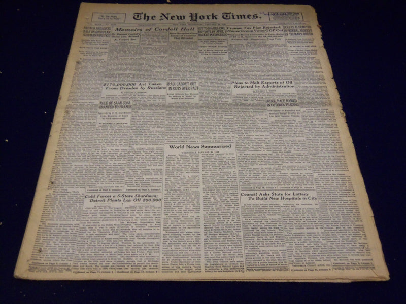 1948 JANUARY 28 NEW YORK TIMES - MEMOIRS OF CORDELL HULL #3 - NT 3360