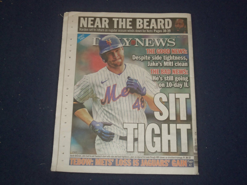 2021 MAY 11 NEW YORK DAILY NEWS NEWSPAPER - JACOB DEGROM GOES ON INJURED LIST