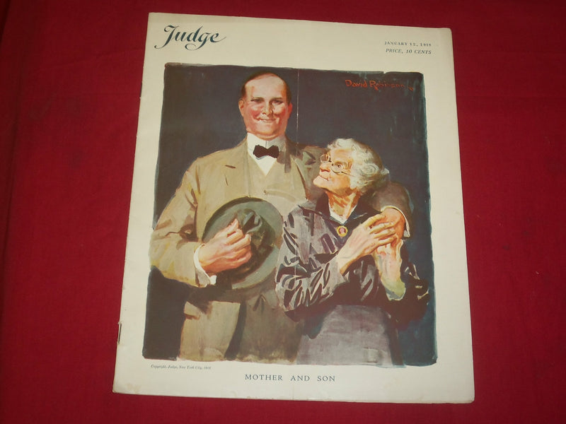 1918 JANUARY 12 JUDGE MAGAZINE - MOTHER AND SON - ILLUSTRATIONS & STORIES-B 6067