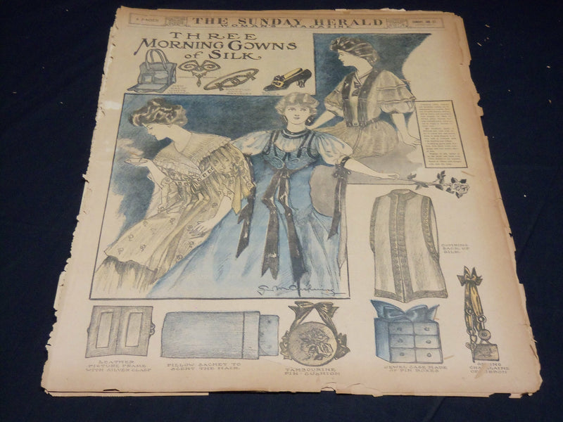 1907 THE BOSTON HERALD SUNDAY WOMAN'S MAGAZINE SECTIONS LOT OF 8 - UP 95