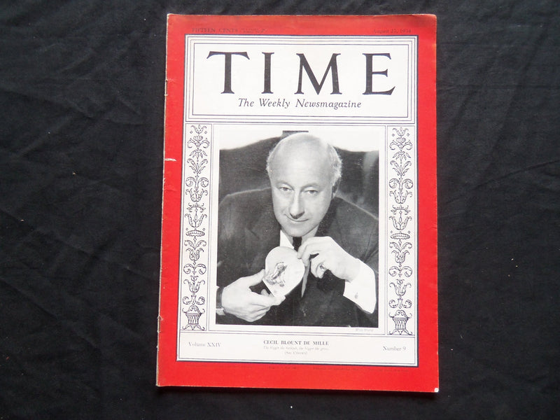1934 AUGUST 27 TIME MAGAZINE - CECIL BLOUNT DE MILLE - T 432