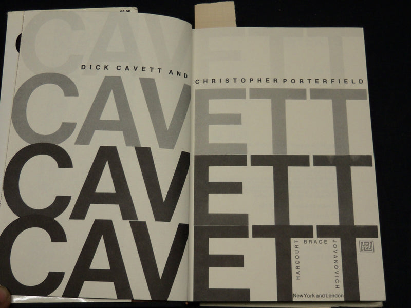 1974 CAVETT HARDCOVER BOOK INSCRIBED BY DICK CAVETT & PORTERFIELD - D 452