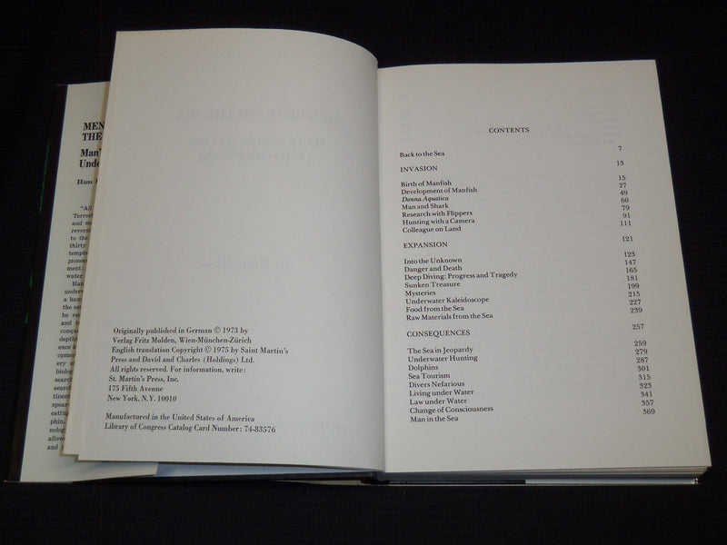 1975 MEN BENEATH THE SEA HARDCOVER BOOK BY HANS HASS - KD 7746