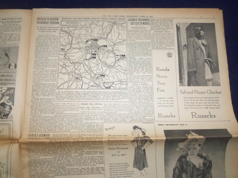 1945 APRIL 25 NEW YORK TIMES - TWO SOVIET ARMIES JOIN INSIDE BERLIN - NP 6702
