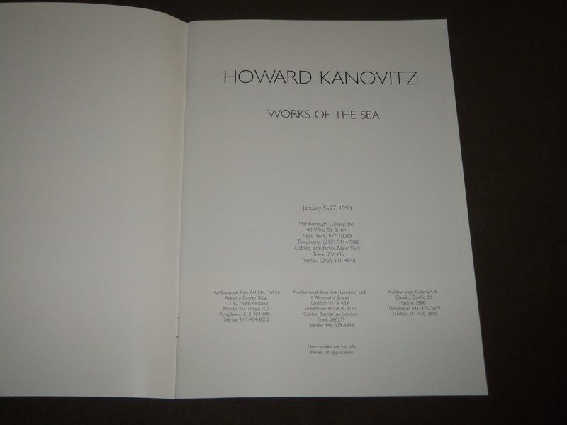 1990 HOWARD KANOVITZ WORKS OF THE SEA MARLBOROUGH GALLERY INC CATALOG - KD 5038