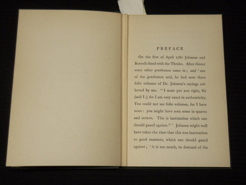1925 BOSWELL'S NOTE BOOK 1776-1777 - JOHNSON'S EARLY LIFE - KD 9416