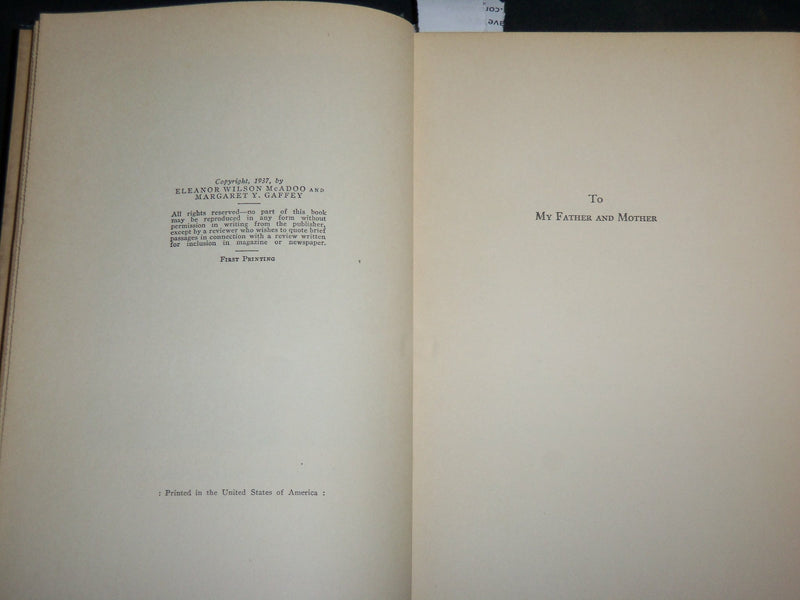 1937 THE WOODROW WILSONS HARDCOVER BOOK BY ELLEN WILSON MCADOO - KD 6681