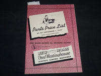 1947 FREE WESTINGHOUSE ELECTRIC SEWING MACHINE CO. PARTS PRICE LIST - J 9163