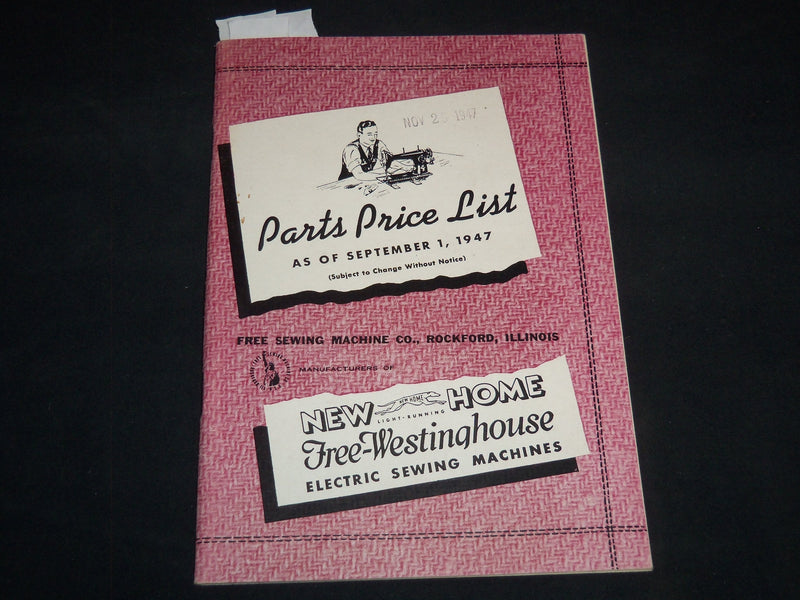 1947 FREE WESTINGHOUSE ELECTRIC SEWING MACHINE CO. PARTS PRICE LIST - J 9163
