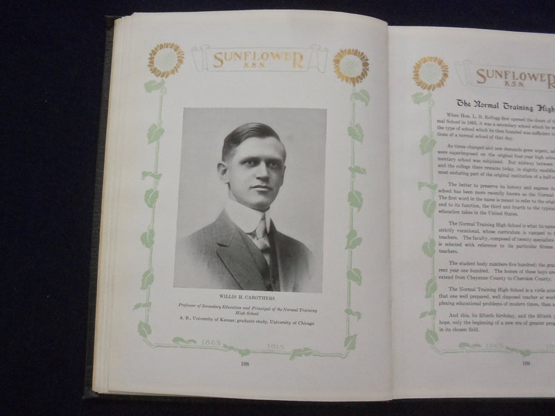 1915 THE SUNFLOWER KANSAS STATE NORMAL SCHOOL YEARBOOK - EMPORIA, KS - YB 3117