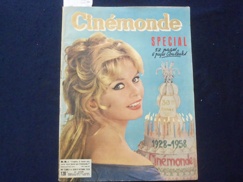 1958 OCT 9 CINEMONDE SPECIAL MAGAZINE-BRIDGET BARDOT COVER -M. MONROE - SP 4868J
