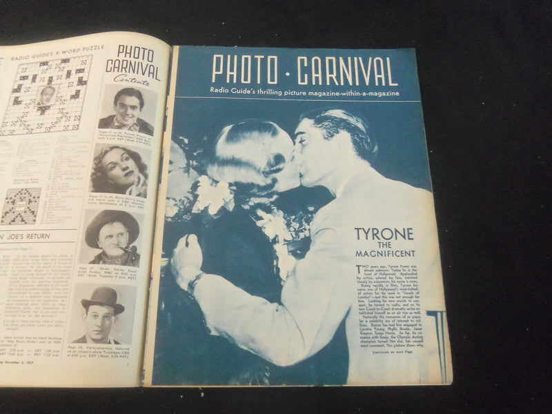 1937 NOVEMBER 6 RADIO GUIDE MAGAZINE - TYRONE POWER COVER - SP 9517H
