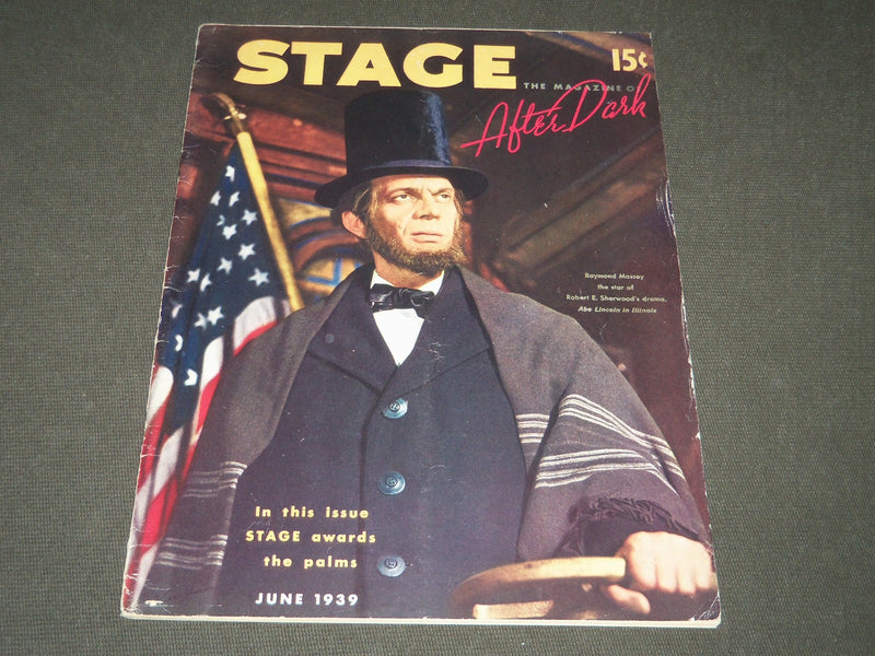 1939 JUNE THE STAGE MAGAZINE - RAYMOND MASSEY COVER - GREAT PHOTOS & ADS - ST 1