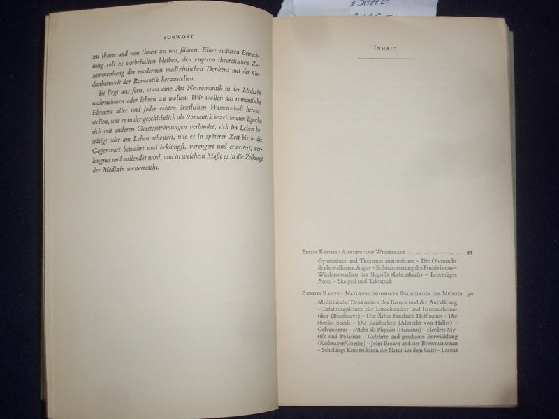1937 ROMANTISCHE MEDIZIN HARDCOVER BOOK VON WERNER LEIBBRAND - GERMAN - KD 9015