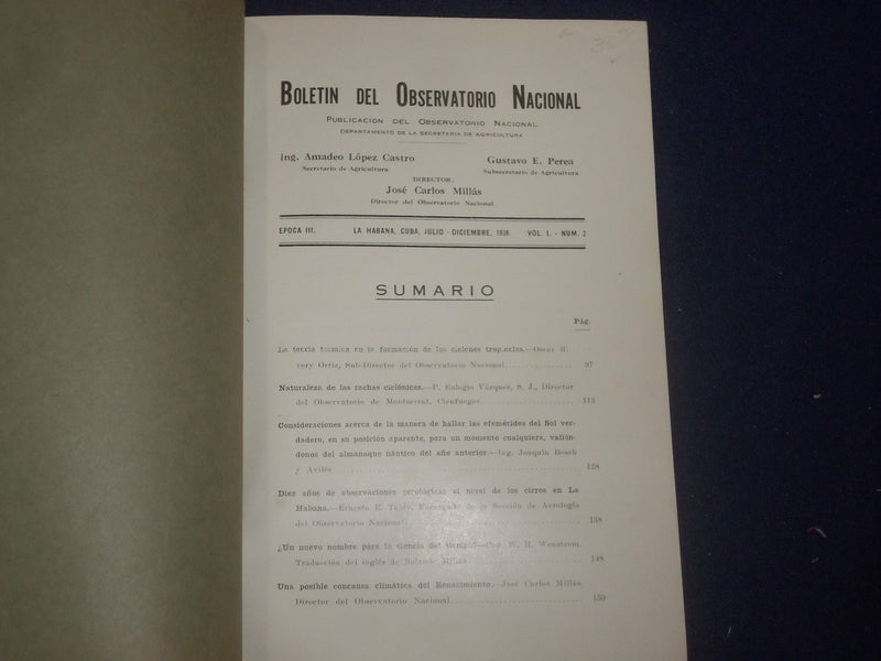 1936-1937 BOLETIN DEL OBSERVATORIO NACIONAL - LOT OF 3 - SPANISH TEXT - J 6006