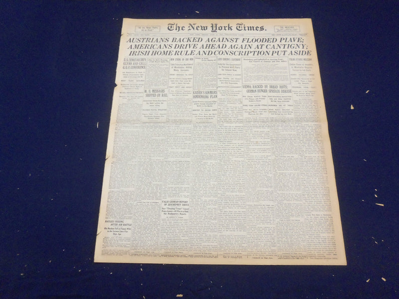 1918 JUNE 21 NEW YORK TIMES - AMERICANS DRIVE AGAIN AT CANTIGNY - NT 9099