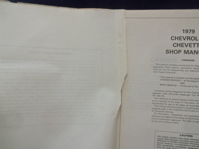 1979 CHEVROLET CHEVETTE SHOP MANUAL - SOFTCOVER MANUAL - KD 8881