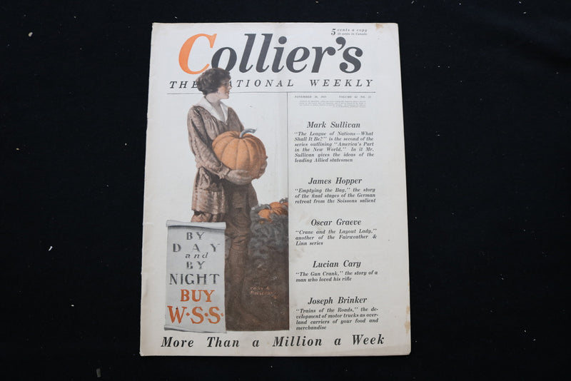 1919 NOVEMBER 30 COLLIER'S MAGAZINE - A WOMAN WITH PUMPKIN COVER - E 10963