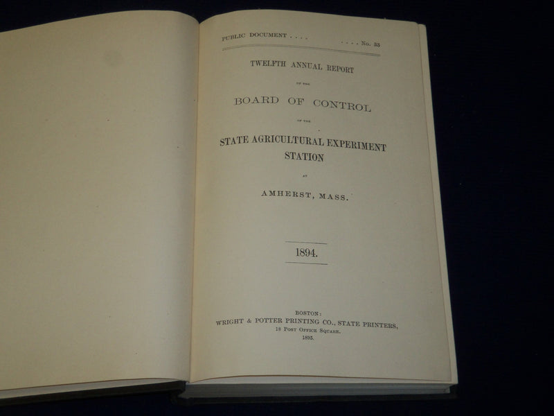1894 STATE AGRICULTURAL EXPERIMENT STATION REPORT - AMHERST, MASS - KD 5589