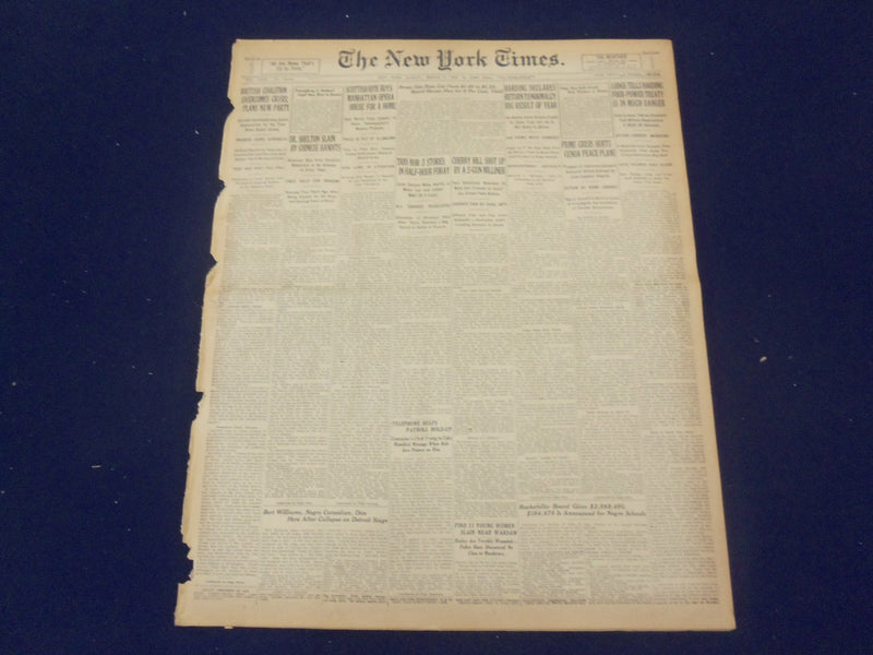 1922 MARCH 5 NEW YORK TIMES - DR. SHELTON SLAIN BY CHINESE BANDITS - NT 8307