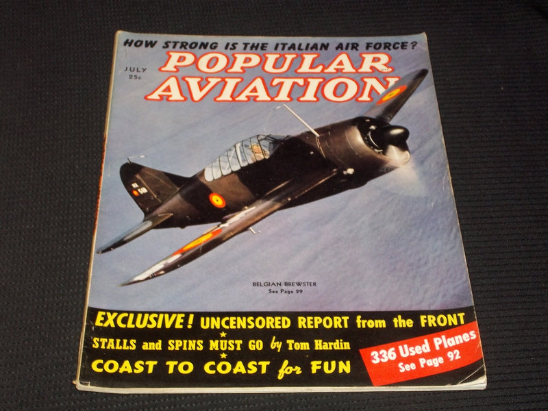 1940 JULY POPULAR AVIATION MAGAZINE - BELGIAN BREWSTER FRONT COVER - E 7763