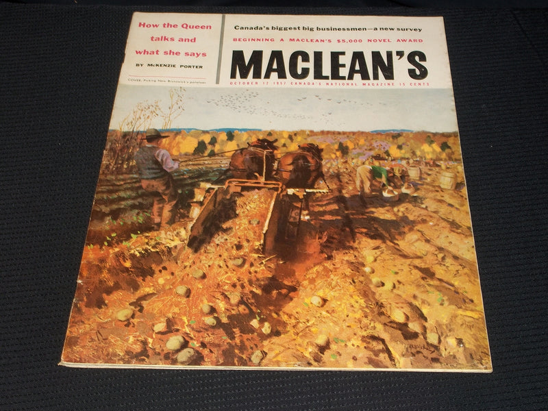 1957 OCTOBER 12 MACLEAN'S MAGAZINE - FARMING FRONT COVER - E 5705