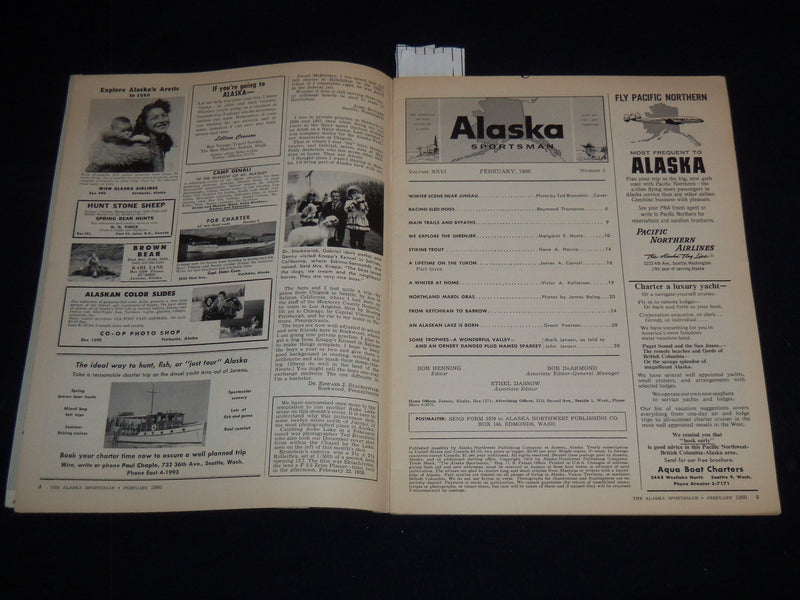1960 FEBRUARY ALASKA SPORTSMAN MAGAZINE - LIFE OF LAST FRONTIER - J 8904