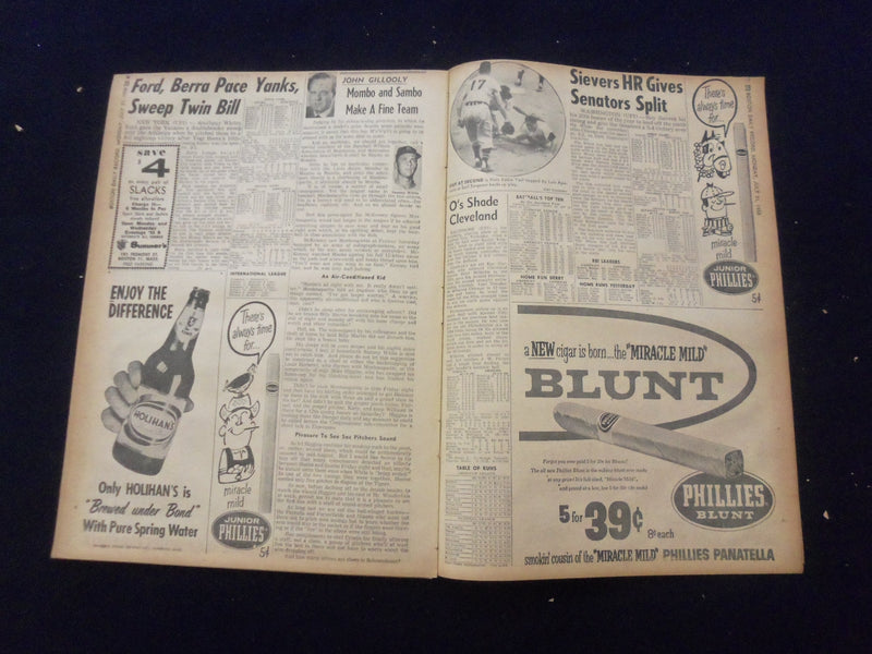 1958 JULY 21 BOSTON DAILY RECORD NEWSPAPER - HUB PAIR DIE ON MT. - NP 6361