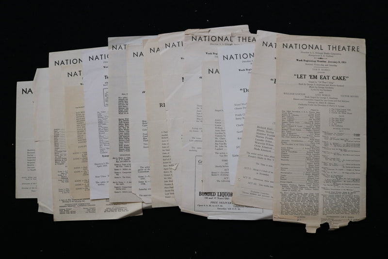 1934 NATIONAL THEATRE PROGRAMS - LOT OF 14 - K 2831