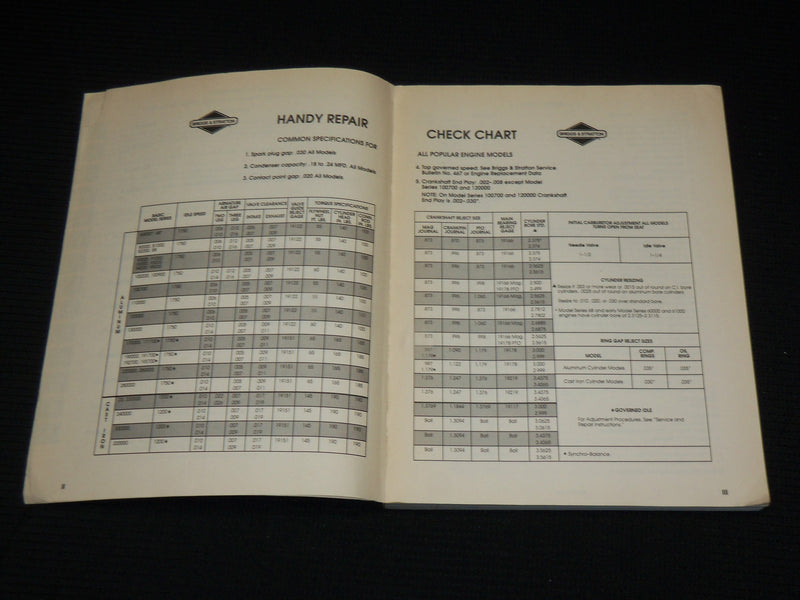 1989 BRIGGS & STRATTON SERVICE REPAIR MANUAL- SINGLE CYLINDER 4-CYCLE - KD 4851G