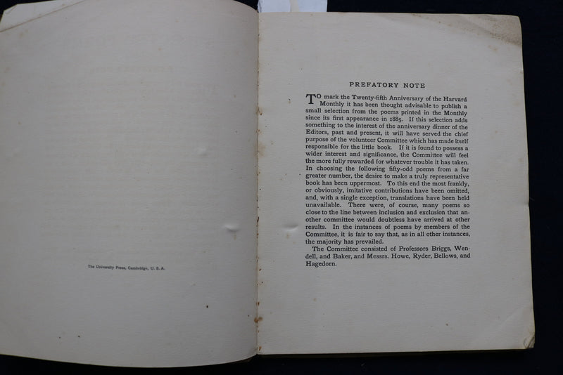 1910 SELECTED POEMS FROM THE HARVARD MONTHLY 1885-1910 SOFTCOVER BOOK - K 496