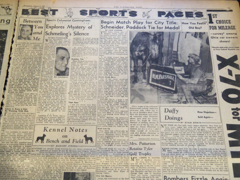 1941 AUGUST 6 CLEVELAND NEWS NEWSPAPER - RUSSIAN LOSSES TOTAL 4 MILLION- NT 7401