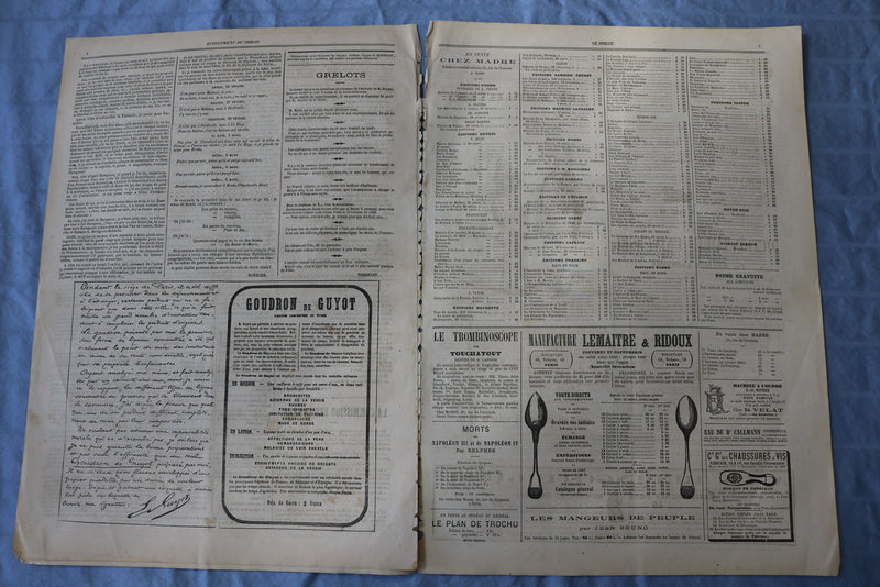 1872 MARCH 24 LE GRELOT NEWSPAPER - ACUTALITE-ALFRED LE PETIT - FRENCH - NP 8581