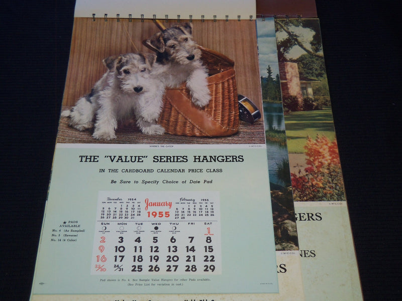 1955 THE GEORGE WASHINGTON HANGERS CALENDAR SALESMAN SAMPLE SHEETS BOOK - C 21