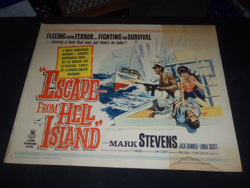 1964 ESCAPE FROM HELL ISLAND 1/2 SHEET MOVIE POSTER - MARK STEVENS - P 454
