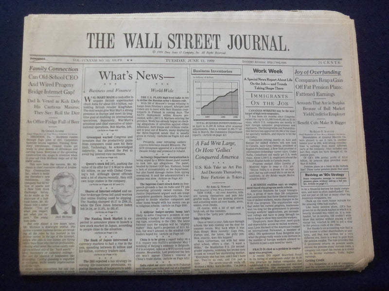 1999 JUNE 15 THE WALL STREET JOURNAL-COMPANIES GAIN OFF FAT PENSION PLANS-WJ 297