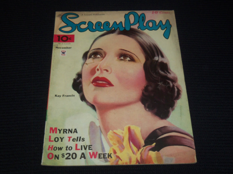 1934 NOVEMBER SCREEN PLAY MAGAZINE - KAY FRANCIS COVER - E 12160