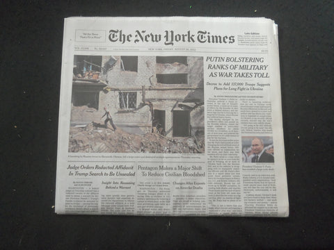 2022 AUGUST 26 NEW YORK TIMES - PUTIN BOLSTERING RANKS OF MILITARY
