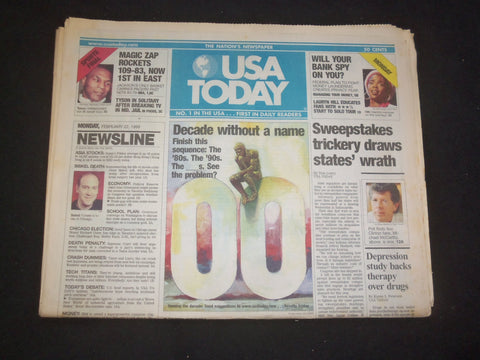 1999 FEBRUARY 22 USA TODAY NEWSPAPER - 2000'S: DECADE WITHOUT A NAME - NP 8004