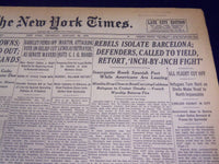 1939 JAN 26 NEW YORK TIMES - JOE LOUIS WINS - LOU GEHRIG SIGNS - REBELS - NT 501