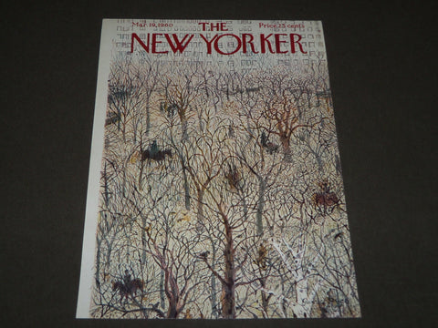 1960 MARCH 19 NEW YORKER MAGAZINE FRONT COVER ONLY - GREAT ART FOR FRAMING