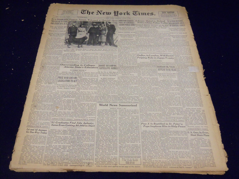 1951 JUNE 4 NEW YORK TIMES - MARGARET TRUMAN WELCOME AT CHURCHILL HOME - NT 2285